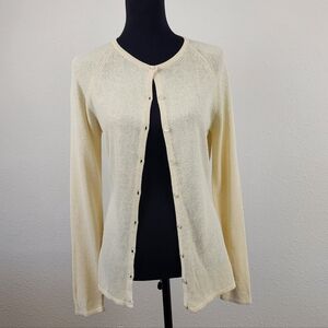 Saks Fifth Avenue Vintage 80's Cardigan Button Up Cream Off White Sweater Size L